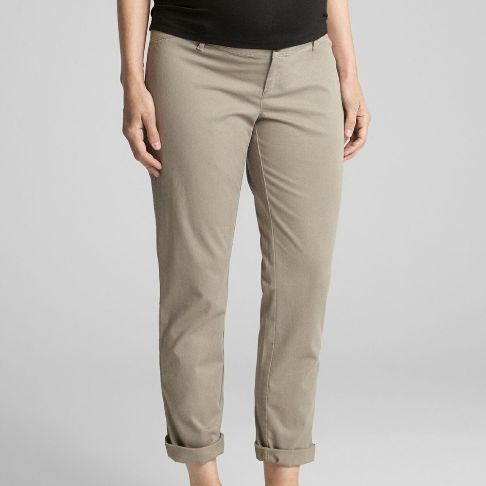 Gap Maternity Inset Panel Khakis Tan Pants $59
